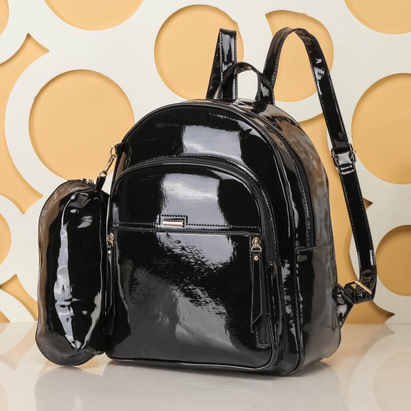 2pcs Large Capacity Backpack Pencil Case Set PU Leather School Bag