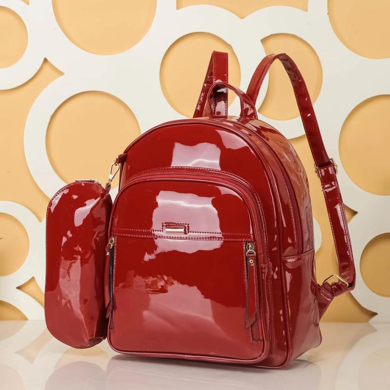 2pcs Large Capacity Backpack Pencil Case Set PU Leather School Bag