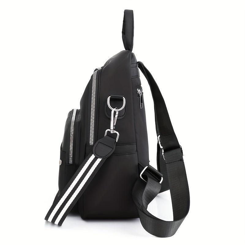 Casual Solid Backpack Purse Zipper Nylon Travel Daypack Detachable Shoulder Bag