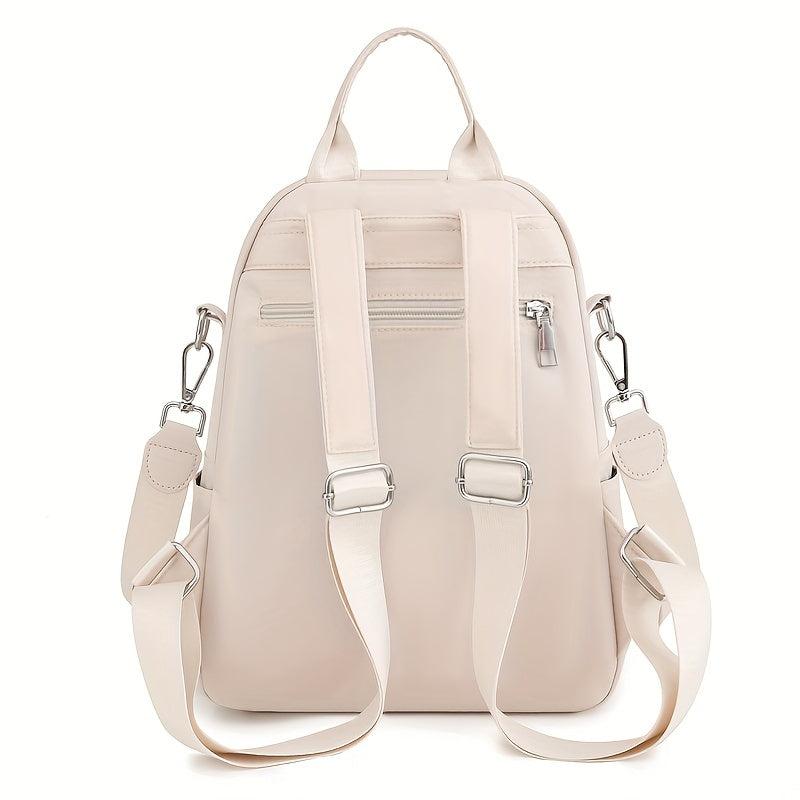 Casual Solid Backpack Purse Zipper Nylon Travel Daypack Detachable Shoulder Bag