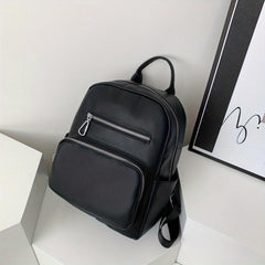 Solid Backpack Soft PU Leather Daypack Women's Travel School Bag