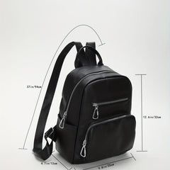 Solid Backpack Soft PU Leather Daypack Women's Travel School Bag