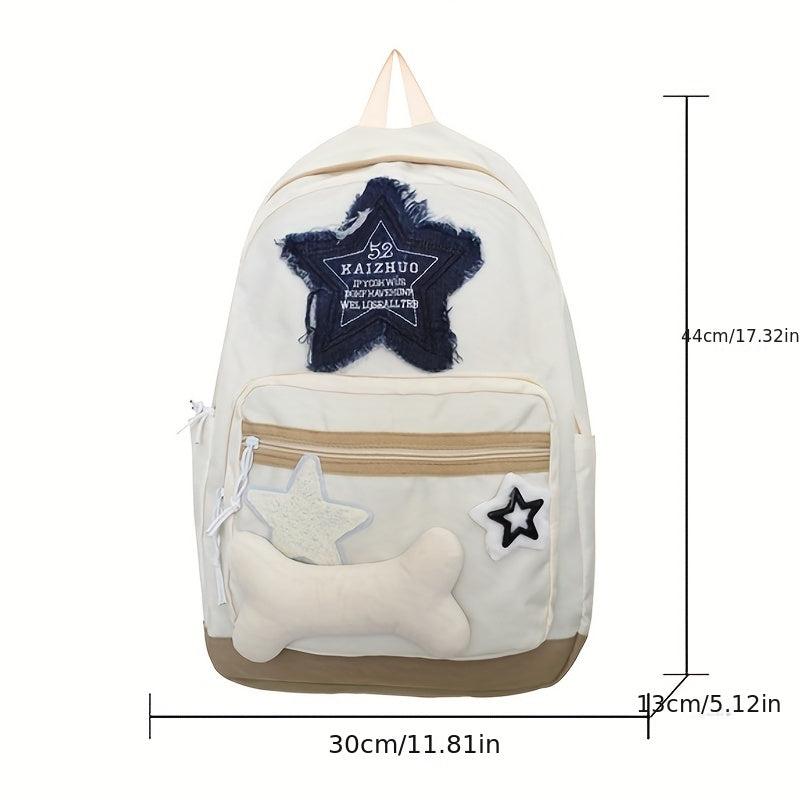Star Patch Decor Backpack Laptop Schoolbag