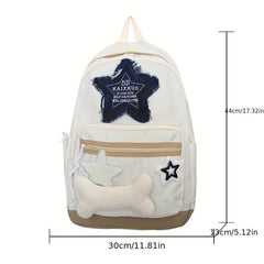 Star Patch Decor Backpack Laptop Schoolbag
