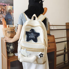 Star Patch Decor Backpack Laptop Schoolbag