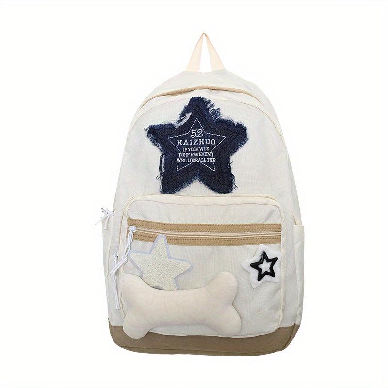 Star Patch Decor Backpack Laptop Schoolbag
