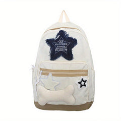Star Patch Decor Backpack Laptop Schoolbag