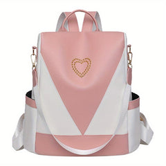 Large Capacity PU Leather Backpack Textured School Travel Bag
