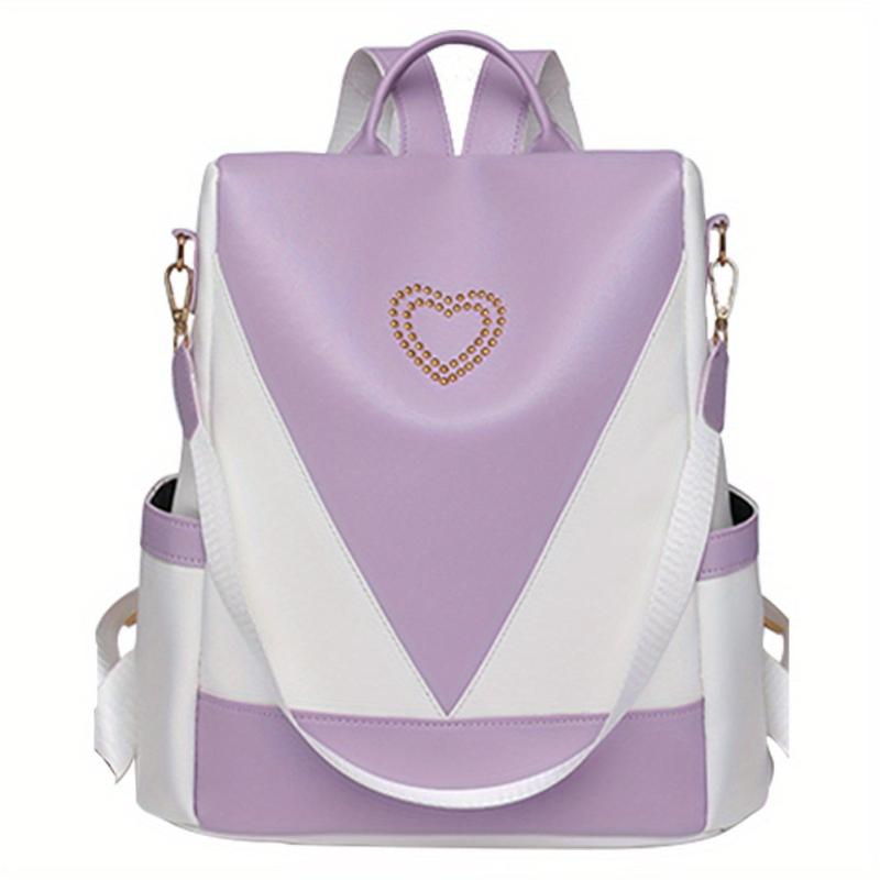 Large Capacity PU Leather Backpack Textured School Travel Bag
