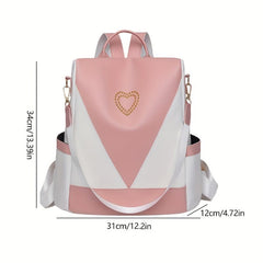 Large Capacity PU Leather Backpack Textured School Travel Bag
