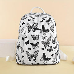 Butterfly Print Backpack Nylon Rucksack School Bookbag