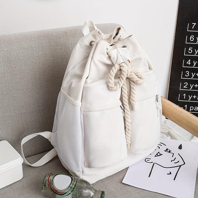 Large Capacity Drawstring Backpack Heavy Duty Canvas Back To School Bag