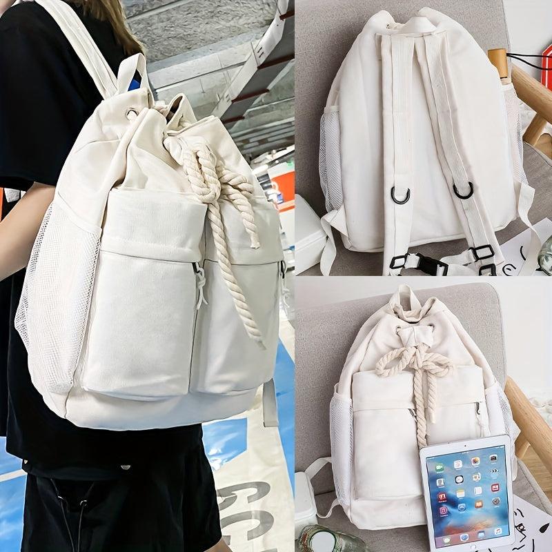 Large Capacity Drawstring Backpack Heavy Duty Canvas Back To School Bag