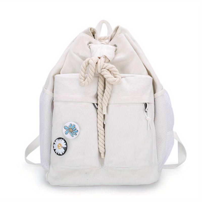 Large Capacity Drawstring Backpack Heavy Duty Canvas Back To School Bag