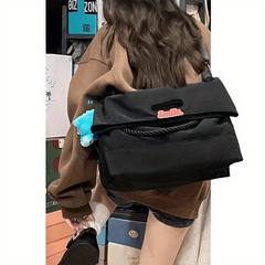 Casual Crossbody School Bag Solid Shoulder Bag Large Capacity Bag