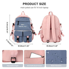 Letter Print School Bag Colorblock Storage Daypack All Match Travel Casual Bag