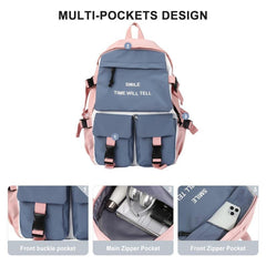 Letter Print School Bag Colorblock Storage Daypack All Match Travel Casual Bag