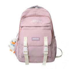 Stylish Backpack with Large Capacity & Duck Doll Pendant