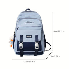 Stylish Backpack with Large Capacity & Duck Doll Pendant