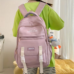 Stylish Backpack with Large Capacity & Duck Doll Pendant