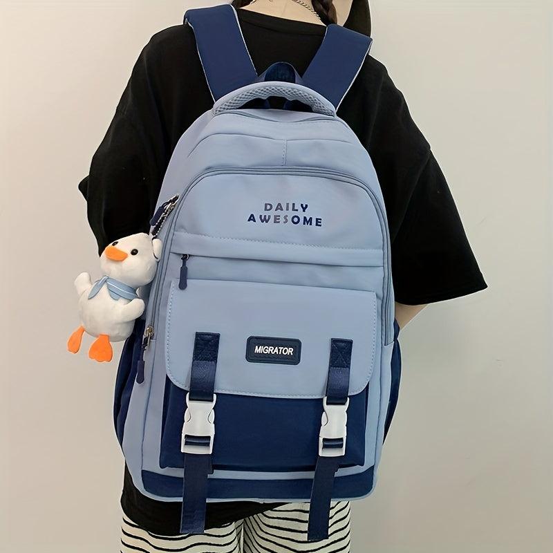 Stylish Backpack with Large Capacity & Duck Doll Pendant