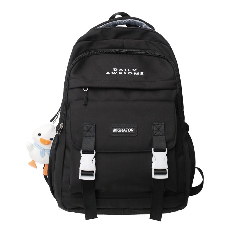Stylish Backpack with Large Capacity & Duck Doll Pendant