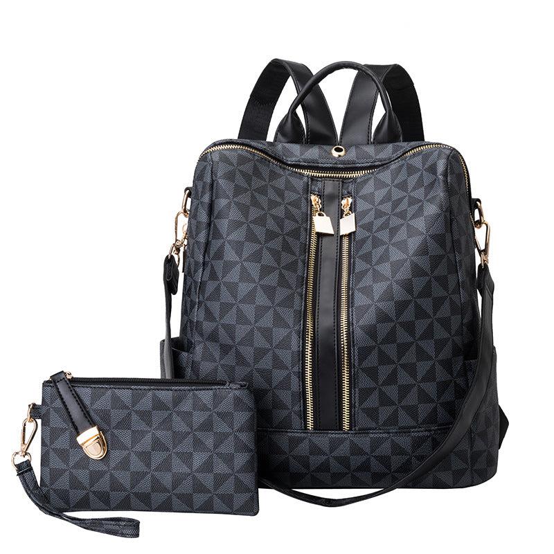 Geometric Pattern Backpack Purse Shoulder Bag With Clutch Coin Purse