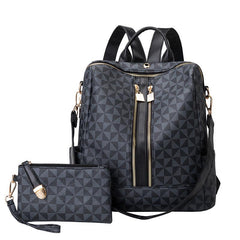 Geometric Pattern Backpack Purse Shoulder Bag With Clutch Coin Purse