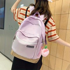 Minimalist Zipper Backpack Storage School Bag Preppy Daypack