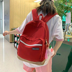 Minimalist Zipper Backpack Storage School Bag Preppy Daypack