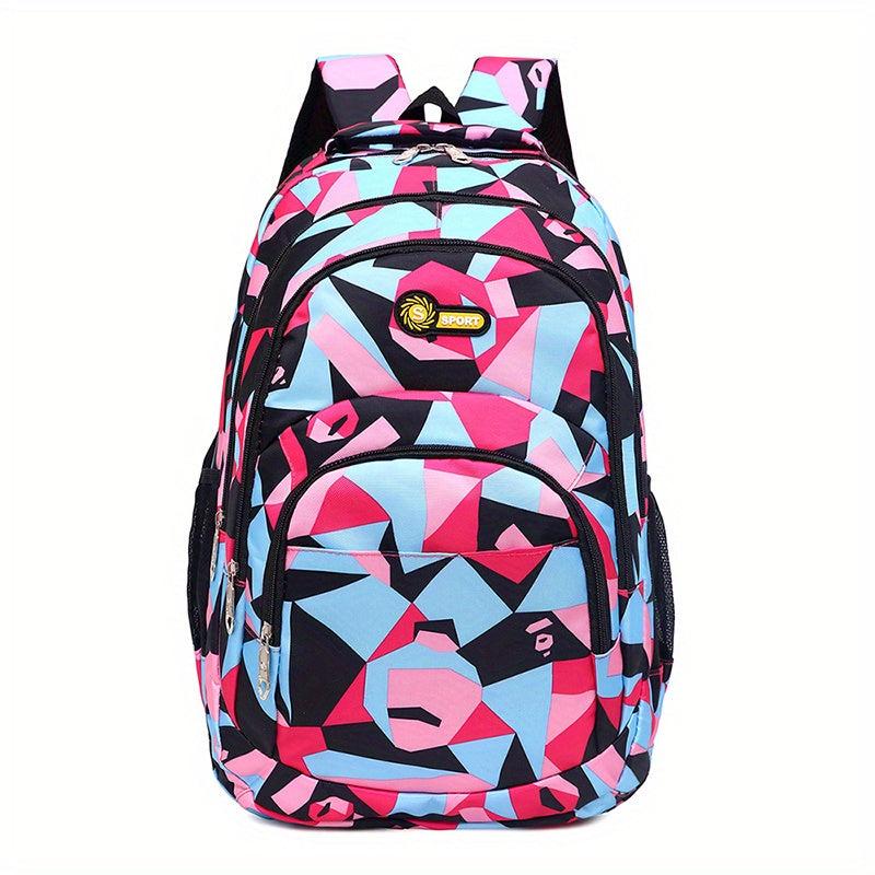 Geometric Pattern Preppy Backpack Large Capacity Back To School Daypack