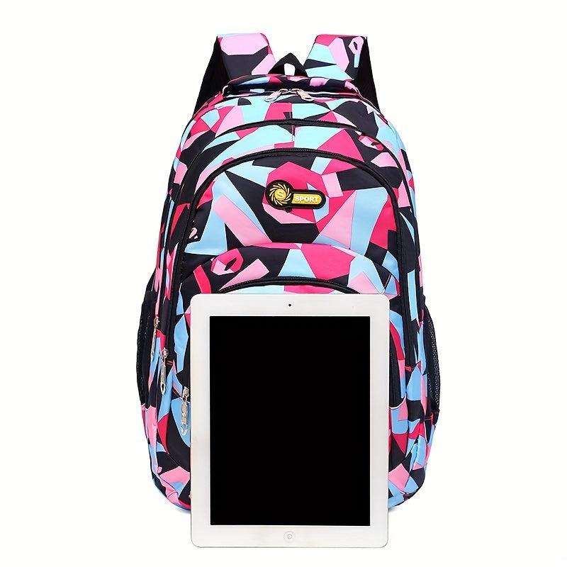 Geometric Pattern Preppy Backpack Large Capacity Back To School Daypack
