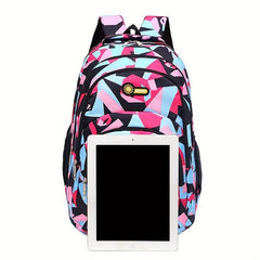 Geometric Pattern Preppy Backpack Large Capacity Back To School Daypack