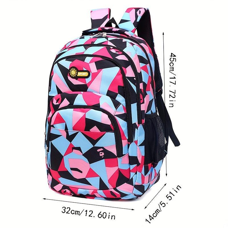 Geometric Pattern Preppy Backpack Large Capacity Back To School Daypack