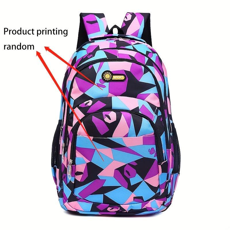 Geometric Pattern Preppy Backpack Large Capacity Back To School Daypack