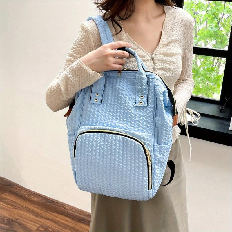 Bubble Ruched Diaper Bag Functional Travel Tote Backpack Top Handle Mommy Bag
