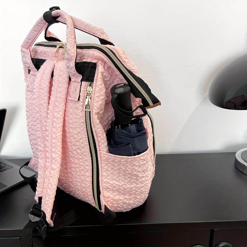 Bubble Ruched Diaper Bag Functional Travel Tote Backpack Top Handle Mommy Bag