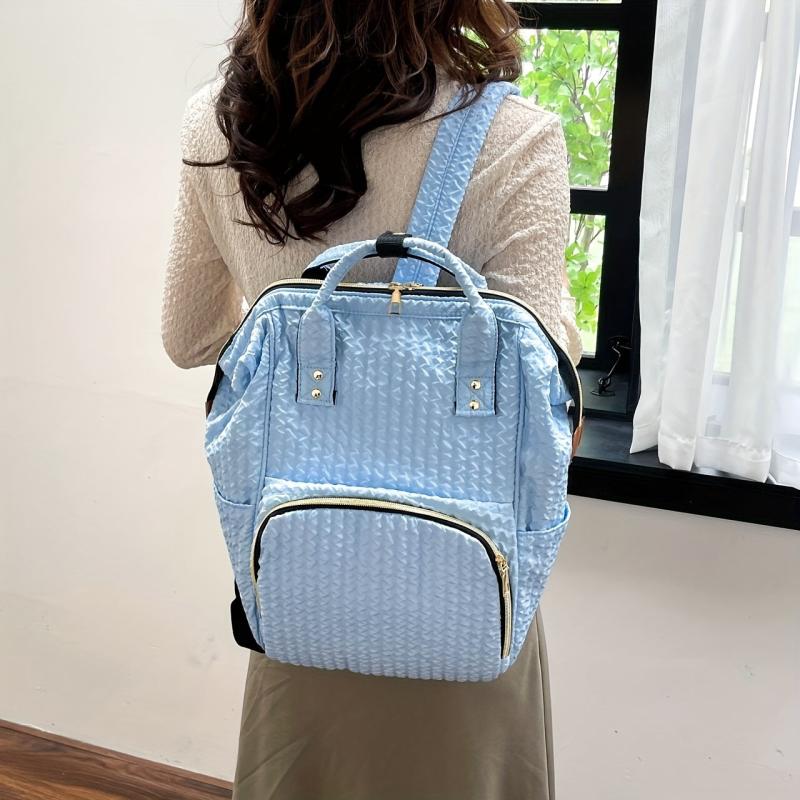 Bubble Ruched Diaper Bag Functional Travel Tote Backpack Top Handle Mommy Bag