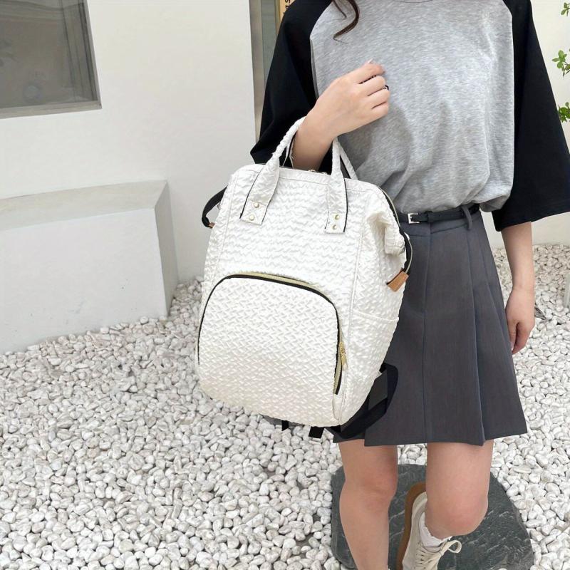Bubble Ruched Diaper Bag Functional Travel Tote Backpack Top Handle Mommy Bag