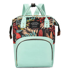 Leaf Flower Print Diaper Bag Large Capacity Backpack