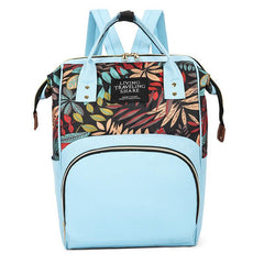 Leaf Flower Print Diaper Bag Large Capacity Backpack