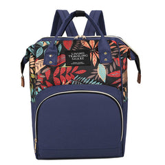 Leaf Flower Print Diaper Bag Large Capacity Backpack