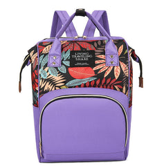 Leaf Flower Print Diaper Bag Large Capacity Backpack
