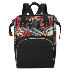 Leaf Flower Print Diaper Bag Large Capacity Backpack