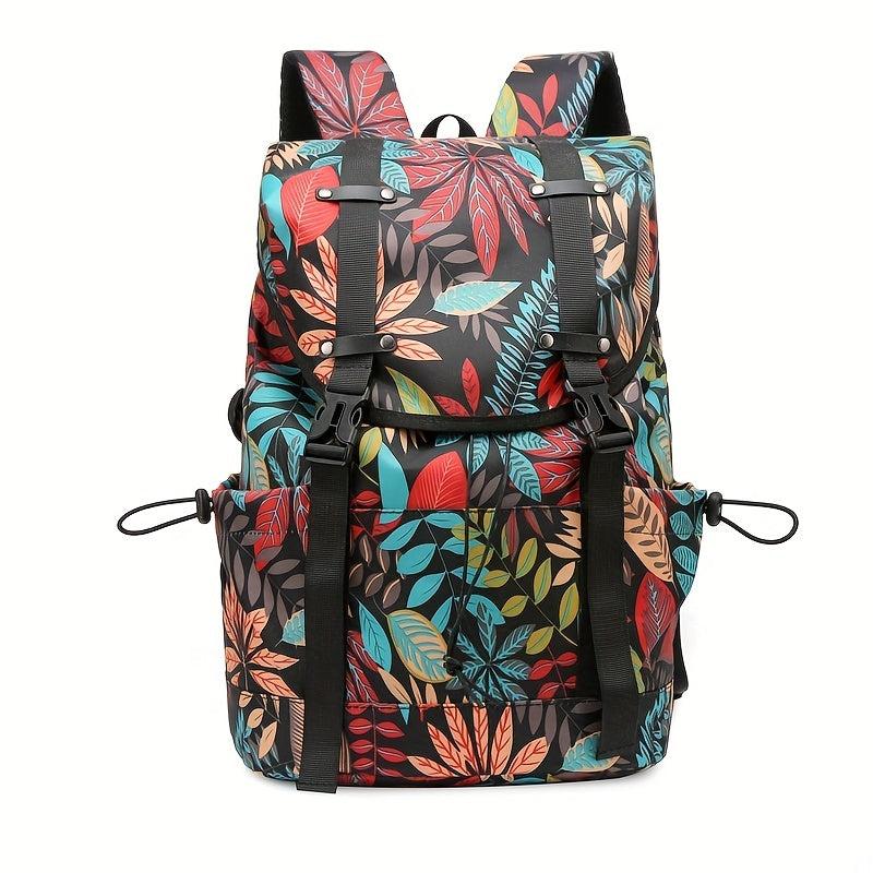 Leaves Graffiti Flap Backpack Waterproof Nylon School Bag