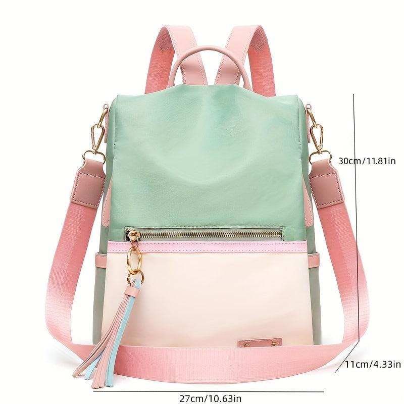 Colorblock Backpack Purse Women's Two Way Shoulder Bag