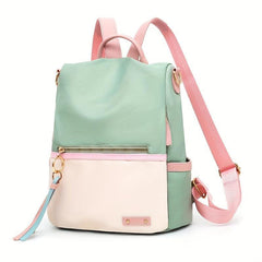 Colorblock Backpack Purse Women's Two Way Shoulder Bag