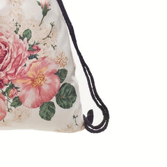 Floral Print Drawstring Backpack Lightweight Shoulder Bag