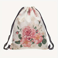 Floral Print Drawstring Backpack Lightweight Shoulder Bag