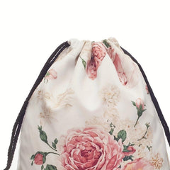 Floral Print Drawstring Backpack Lightweight Shoulder Bag